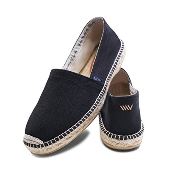 VISCATA Mens Sitges Espadrille Flats EU 42 US 9 Black Slip On NIB - Picture 1 of 12